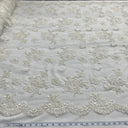 Beaded Lace Fabric Embroidered Mesh Ivory Silver