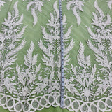 Exquisite Bridal Elegance Beaded Corded Embroidered Lace Fabric - White, Ivory, Silver, Gold, 51" Width (1 Yard)