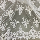 Beaded Corded Bridal Lace Ivory Mesh
