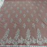 Beaded Corded Floral Lace White Mesh