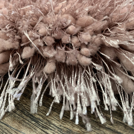 Pale Or Dusty Pink Polyester Shag Fabric - Solid Plush Fluffy Shine, Thick And Thin Yarns Design, 7'6" X 10'3", 5' X 7' (1 Unit)