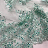 Beaded Corded Bridal Lace Sage