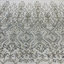 Beaded Lace Fabric on Polyester Net Mesh 52"