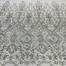 Beaded Lace Fabric on Polyester Net Mesh 52"