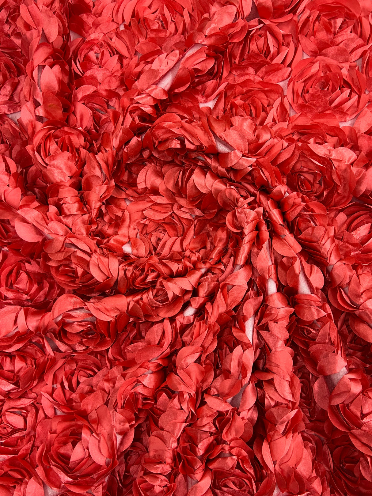 3D Roses On A Mesh Fabric - 54" Width, Color Options (1 Yard)