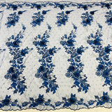 1 Yard Stunning Beaded 3D Floral Lace Fabric Embroidered on Polyester Net Mesh