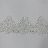 Beaded Corded Lace Trim 4" Polyester Net Mesh
