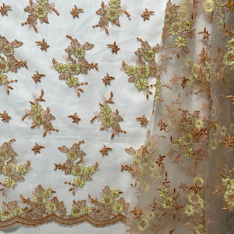 1 Yard Corded Bridal Lace Fabric Embroidered on Polyester Net Mesh Silver for Wedding and Evening Gowns – 51"