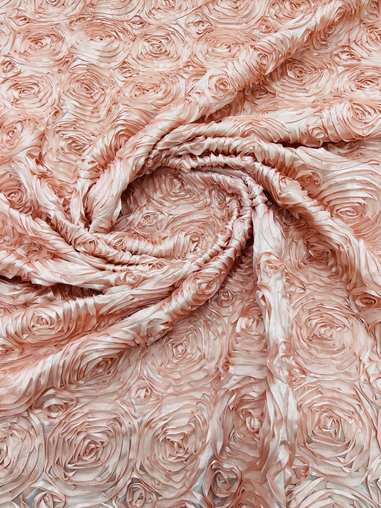 Rosette 3D Satin Polyester Fabric - 3D Rosette Design, 54" Width (1 Yard)