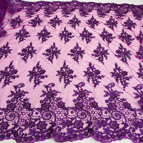 Beaded Corded Bridal Lace Mesh