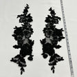 Beaded Corded Floral Lace Applique Polyester Fabric - Floral Embroidered Beaded Corded, 20" X 5.5" (1 Pair)