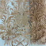 Beaded Lace Fabric Embroidered On 100 Percent Polyester Net Mesh - White, Ivory, Silver, Gold, Rose Gold, 60" Width (1 Yard)