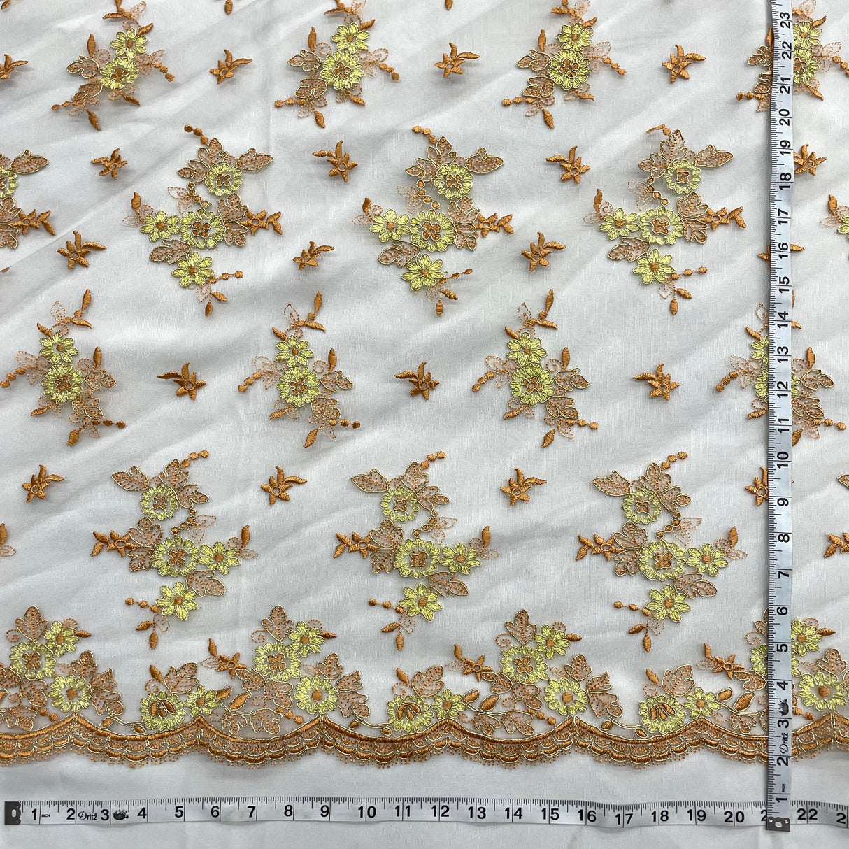 Corded Bridal Lace Fabric - Sage/Pink, Rainbow, Camel/Yellow, Silver, 51" Width (1 Yard)