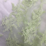 Corded Bridal Lace Fabric - Embroidered Polyester Net Mesh, Approximately 54" Width (1 Yard)