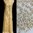 Beaded Lace Fabric Embroidered On 100% Polyester Net Mesh - Gold, Silver, Ivory, White, Rose Gold, Beaded Embroidered Lace, 54" Width (1 Yard)
