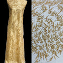 Beaded Lace Fabric Embroidered On 100% Polyester Net Mesh - Gold, Silver, Ivory, White, Rose Gold, Beaded Embroidered Lace, 54" Width (1 Yard)