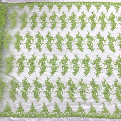 Corded Bridal Lace Fabric on Polyester Mesh