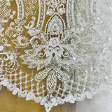 Beaded Lace Fabric on Polyester Net Mesh