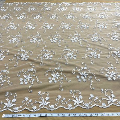 Embroidered Corded Bridal Lace Mesh
