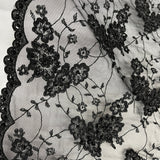 Beaded Corded Lace Fabric 100% Polyester Net Mesh 52"