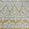 1 Yard Elegant Corded Bridal Lace Fabric Embroidered on 100% Polyester Net Mesh White