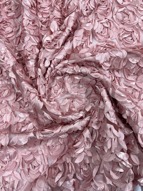3D Roses On A Mesh Fabric - 54" Width, Color Options (1 Yard)
