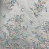 Embroidered Corded Bridal Lace Turquoise
