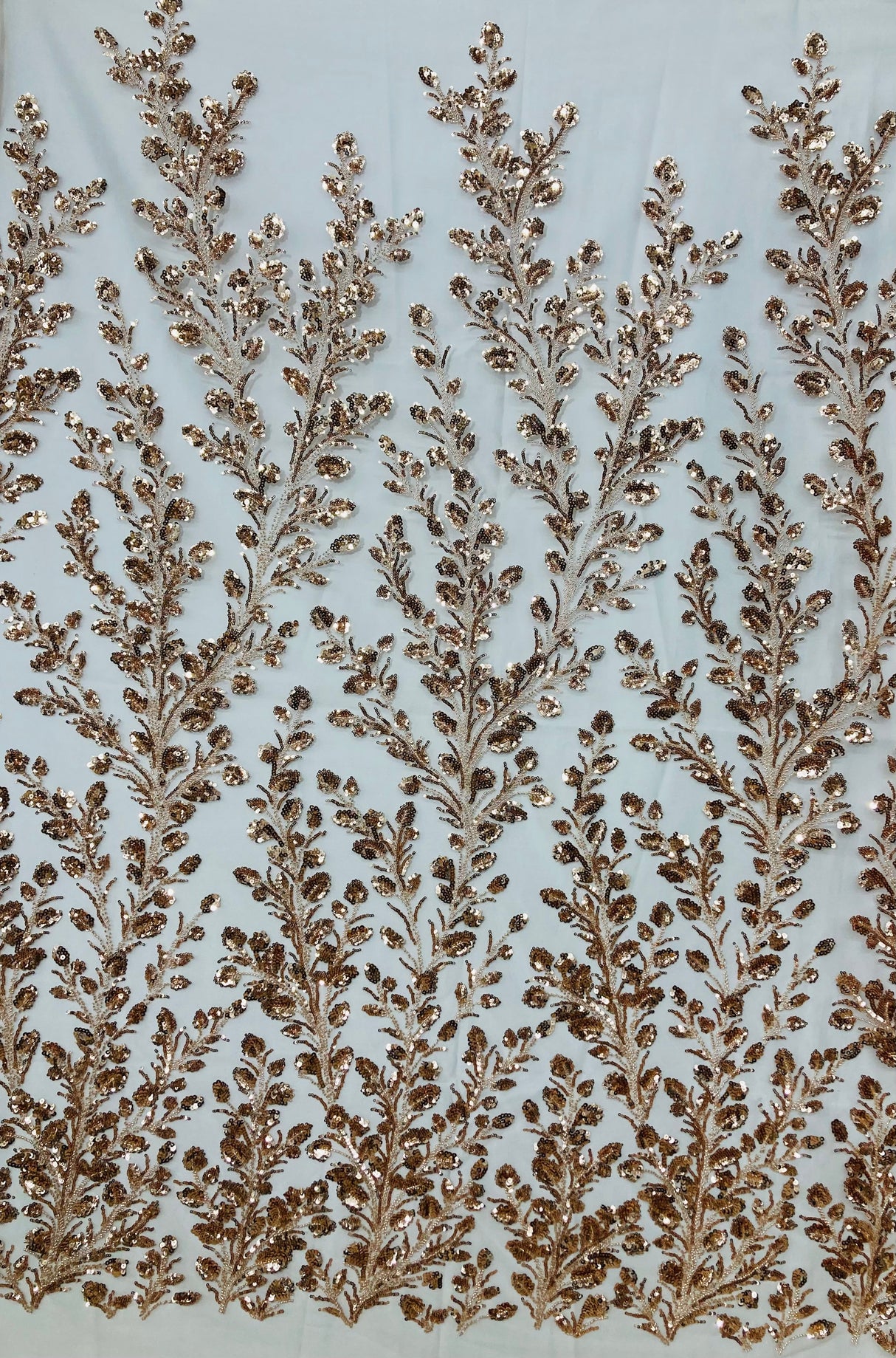 Beaded Sequined Lace Fabric on Polyester Net Mesh