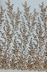 Beaded Sequined Lace Fabric on Polyester Net Mesh