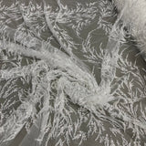 Beaded Lace Fabric on Polyester Net Mesh 54"