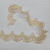 Beaded Corded Lace Trim on Polyester Net Mesh 3" Wide