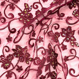 Beaded Corded Bridal Lace Wine