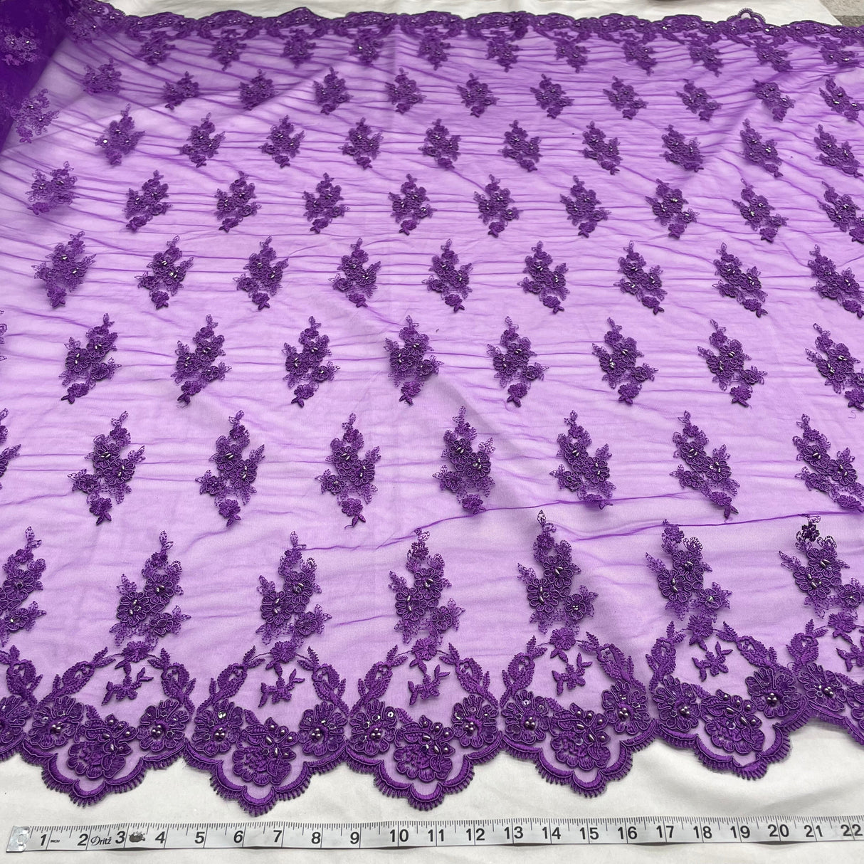 Beaded Corded Lace Fabric 53" Wide