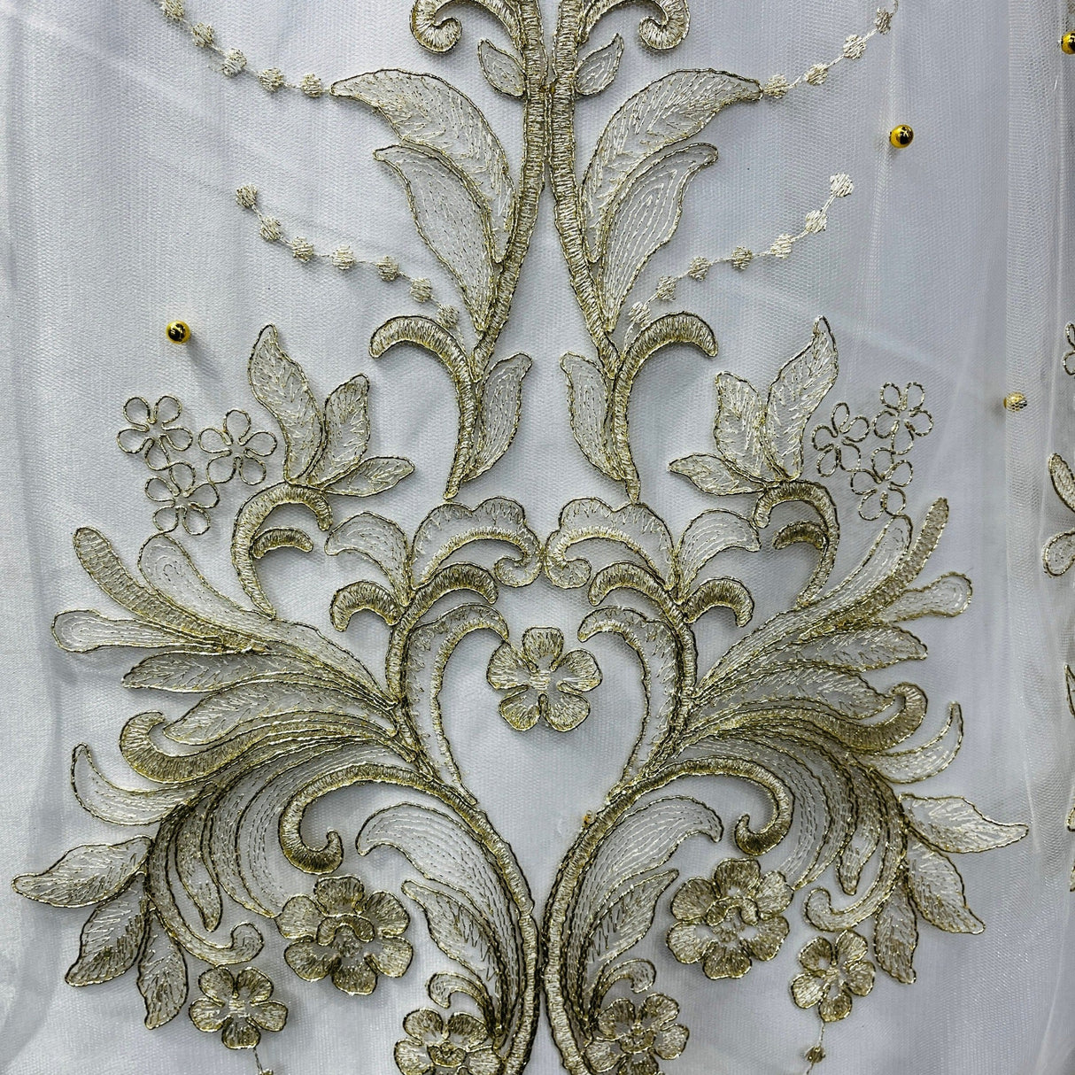 Beaded Corded Bridal Lace Fabric 54"