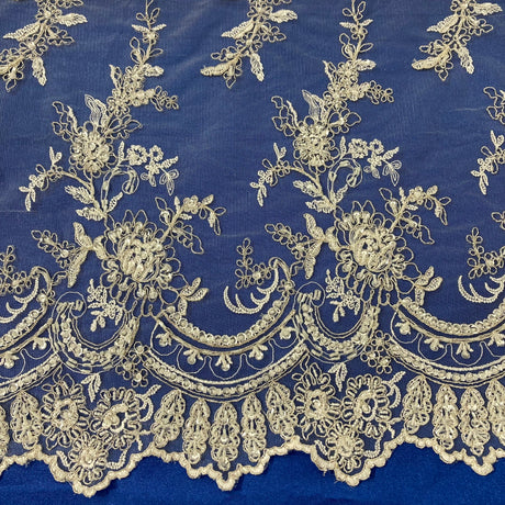 Embroidered Mesh Bridal Lace White