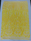 Paisley Sequin Design 4 Way Stretch Mesh Fabric - Nude Paisley Embroidered Iridescent Sequins, 48-50" Width, 36" Length (1 Yard)