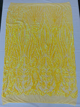 Paisley Sequin Design 4 Way Stretch Mesh Fabric - Nude Paisley Embroidered Iridescent Sequins, 48-50" Width, 36" Length (1 Yard)