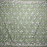 Corded Bridal Lace Fabric 100% Polyester Net Mesh