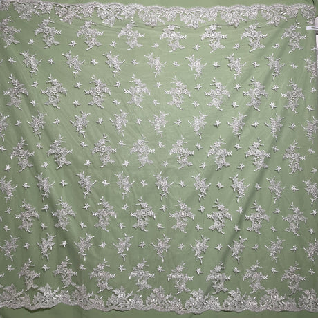 Corded Bridal Lace Fabric 100% Polyester Net Mesh