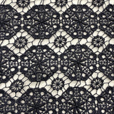 Floral Lace Embroidered 100 Percent Polyester Net Mesh Fabric - Navy Floral Pattern, 45" Width (1 Yard)