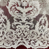 Beaded Corded Lace Fabric White Ivory