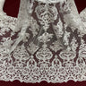 Beaded Corded Lace Fabric Embroidered on 100% Polyester Net Mesh