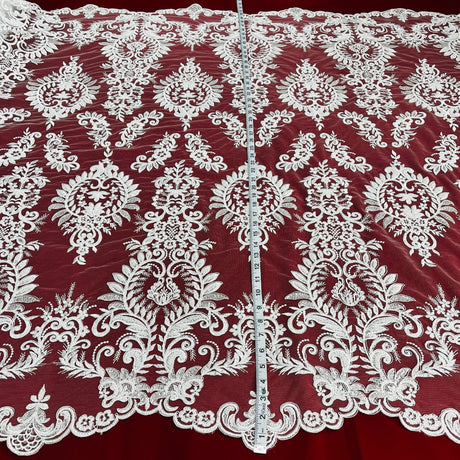 Beaded Corded Bridal Lace Fabric 52"