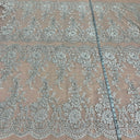 Corded Bridal Lace Polyester Fabric - Embroidered Floral Design, 50" Width (1 Yard)