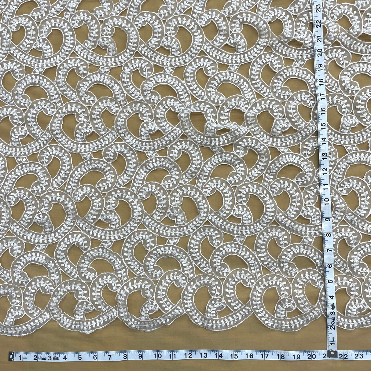Beaded Lace Fabric White Organza