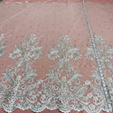 Beaded Corded Bridal Lace Fabric