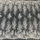 1 Yard Elegant Beaded Lace Fabric White