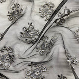 Beaded Lace Fabric on Polyester Net Mesh 52"