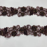 Beaded Corded Lace Trim on Polyester Organza