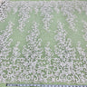 1 Yard Beaded and Corded Bridal Lace Fabric Embroidered on Polyester Net Mesh 51 inch Width